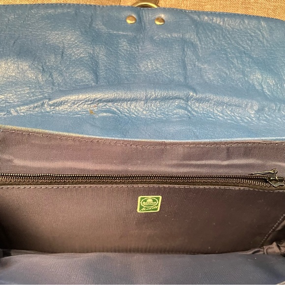 Vintage Boscha Lederwaren Modell Blue Soft Leather Clutch Bag Made West Germany - Picture 5 of 11